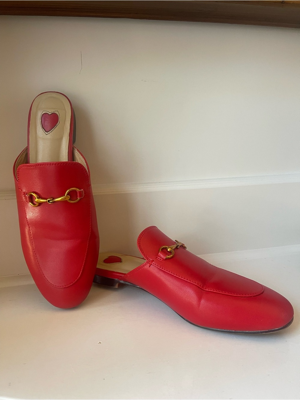 ARQA Red Leather Horsebit Loafer Mules Flats Size 9 EU 40 - Picture 4 of 12
